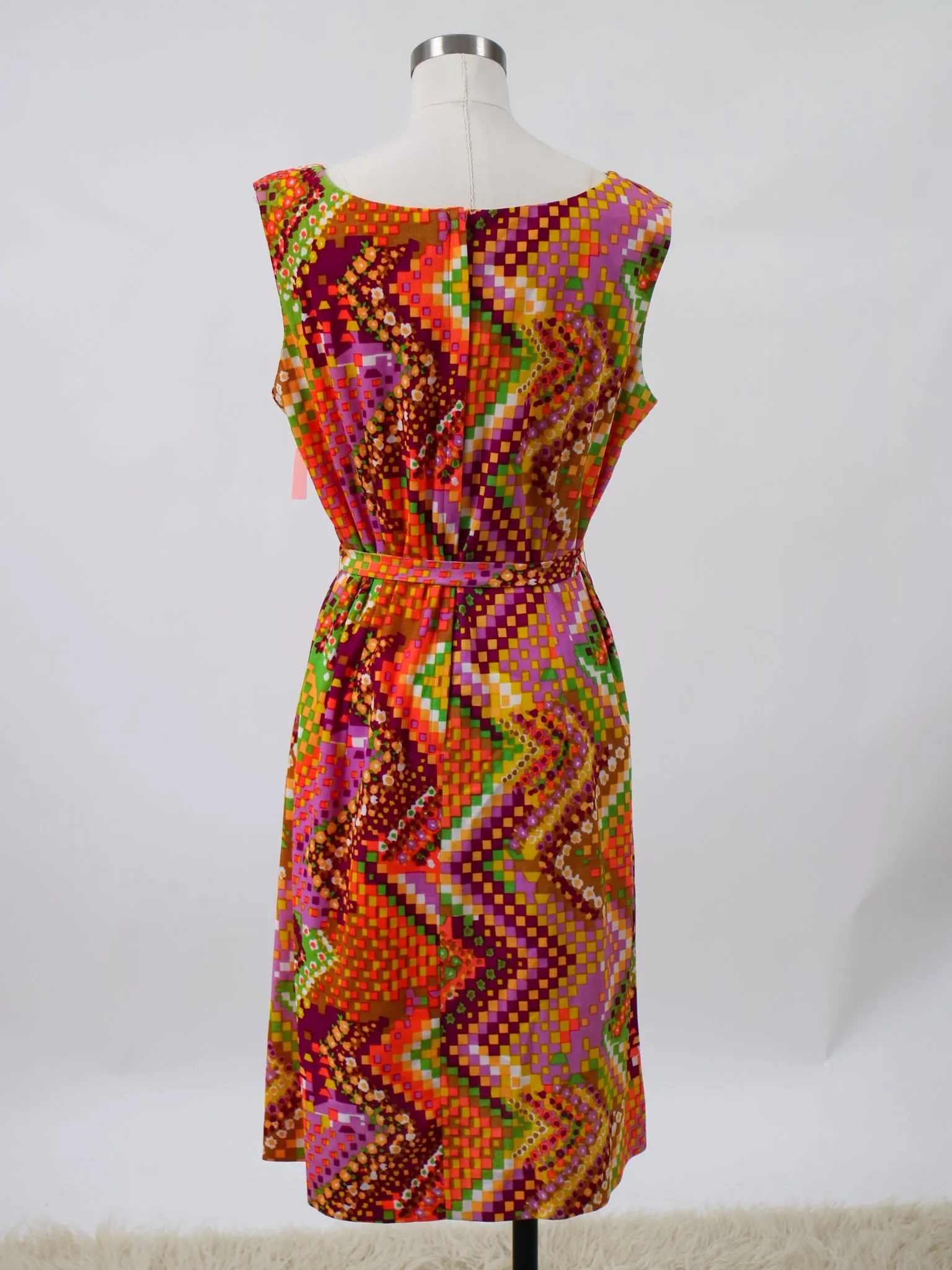 1960s Polyester Bright and Vibrant Abstract Shift Dress
