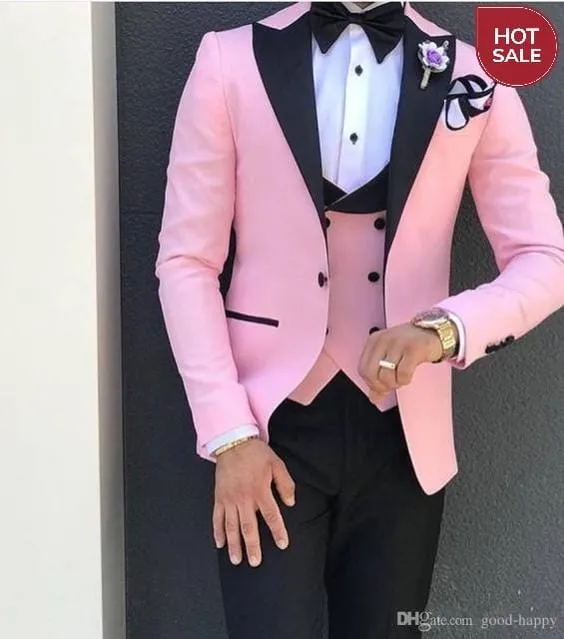 2020 Newest Fashion Navy Blue Business Mens Suits Wedding Suits For Men Slim Fit Tuxedos 3 Piece