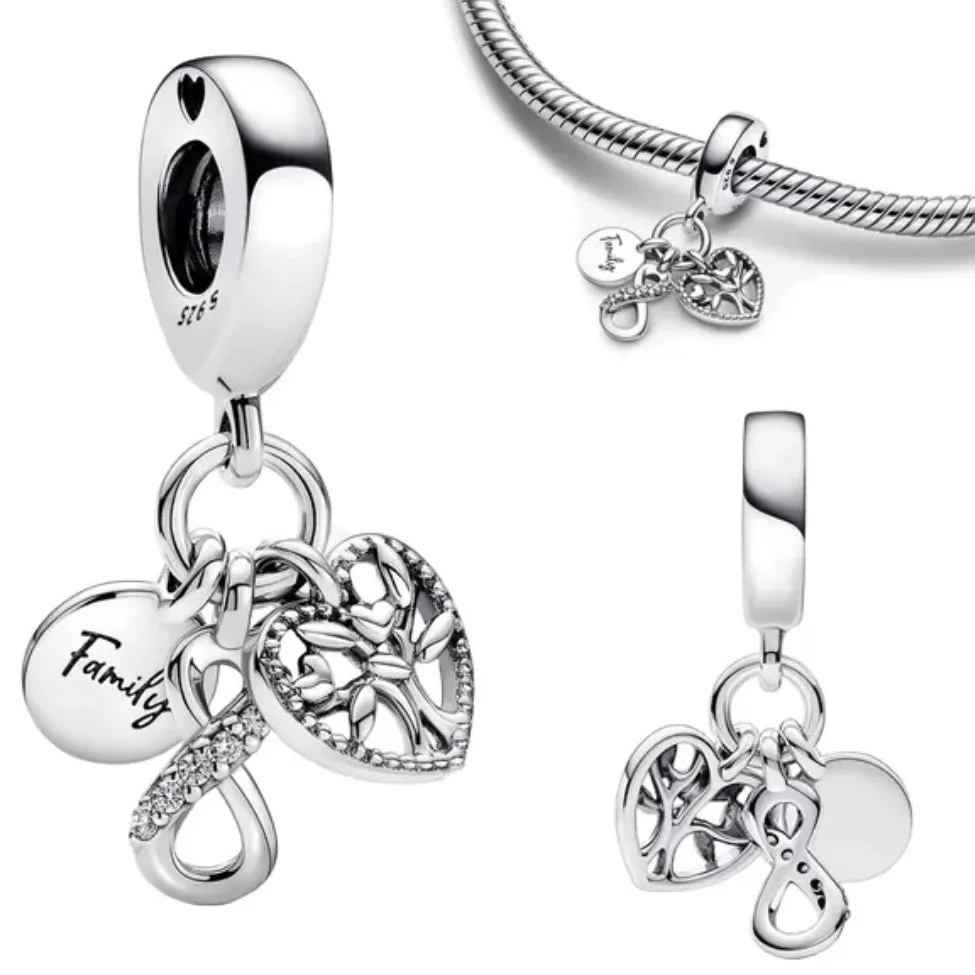 3 Piece Family Charm - 925 Sterling Silver