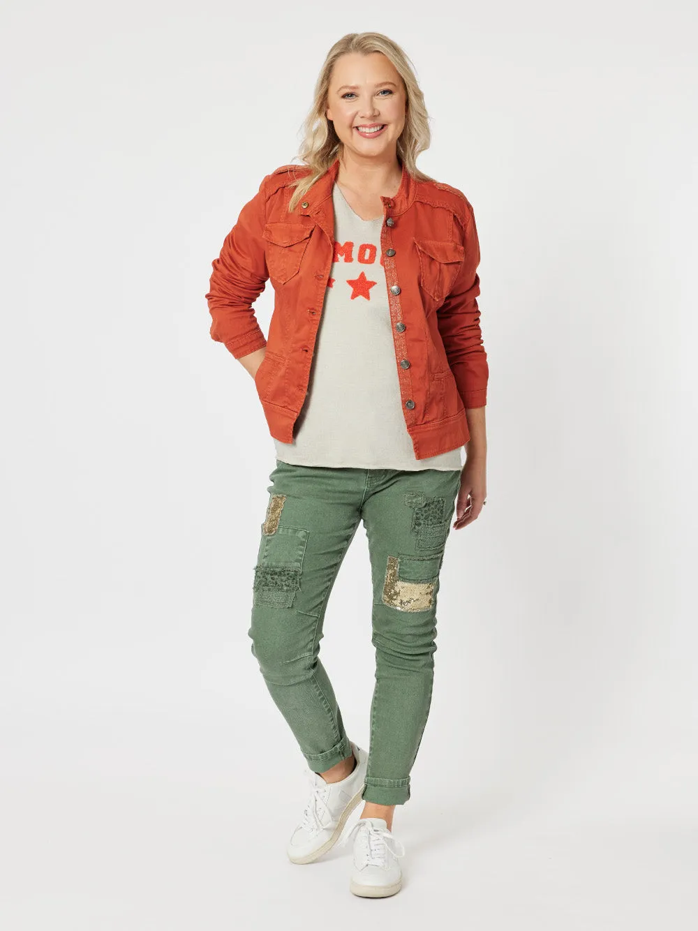 All That Jazz Applique Jean - Khaki