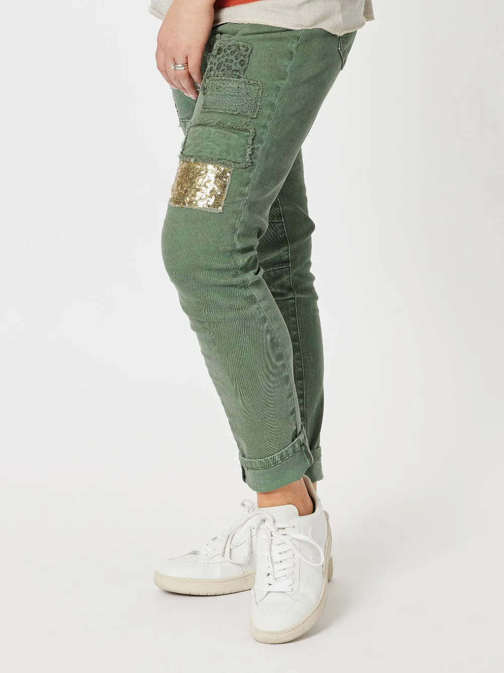 All That Jazz Applique Jean - Khaki
