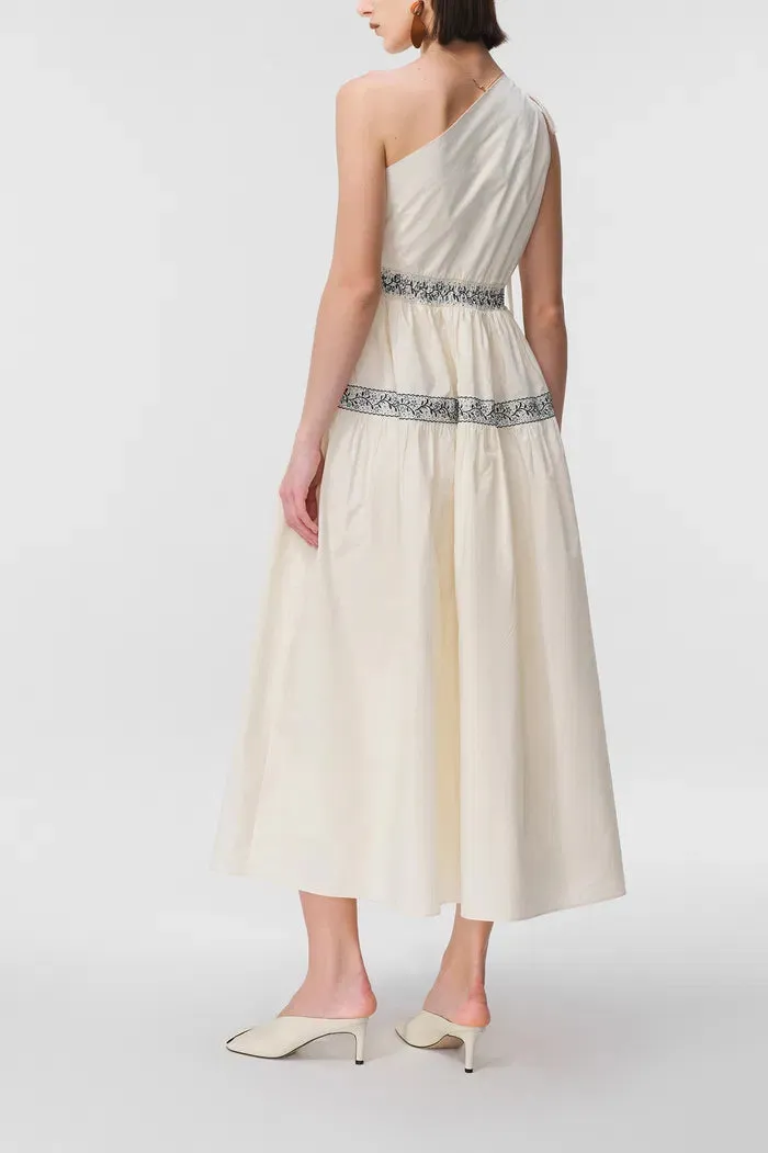 Althea One-Shoulder Embroidered Dress
