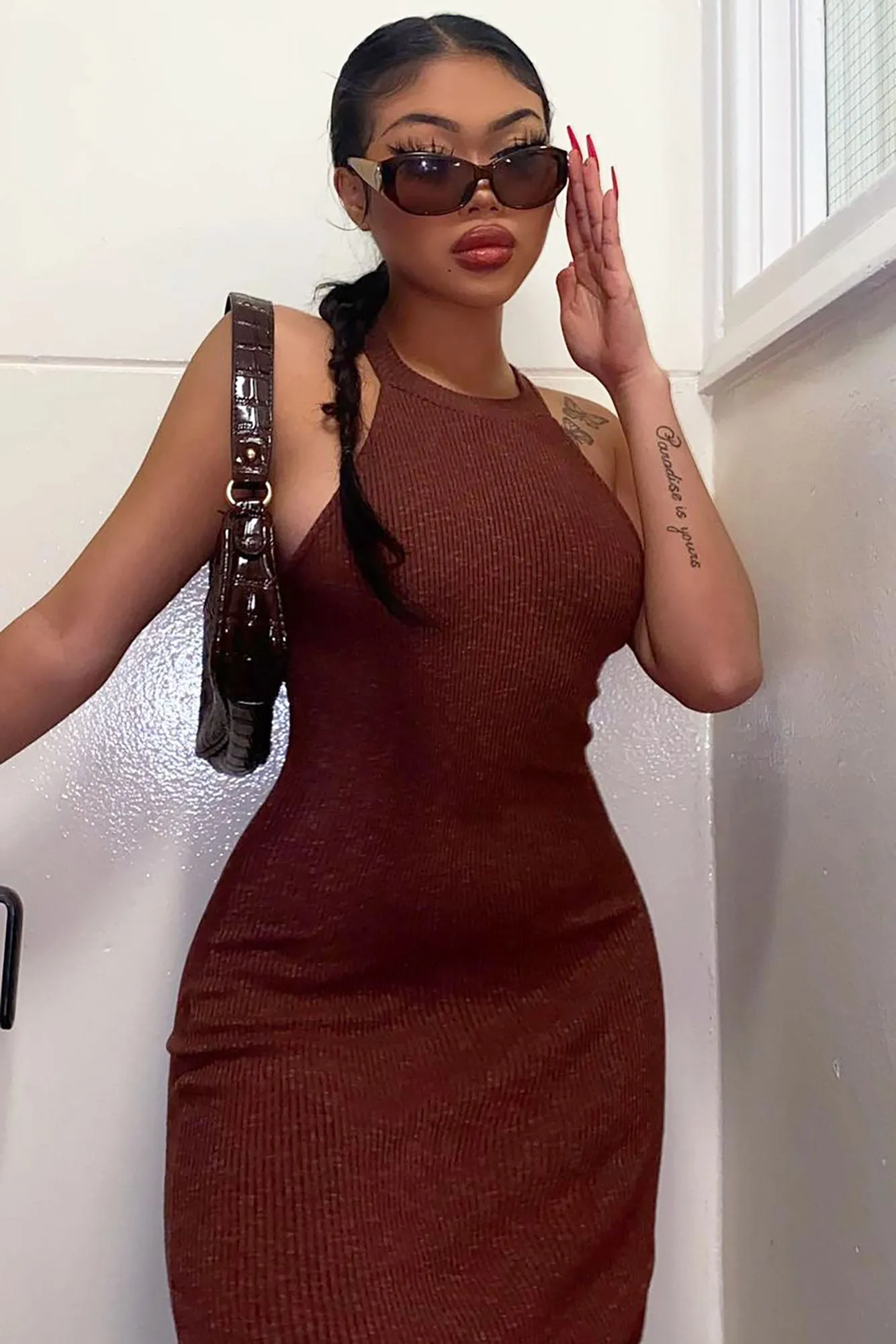 Any Day Any Time Midi Dress - Brown
