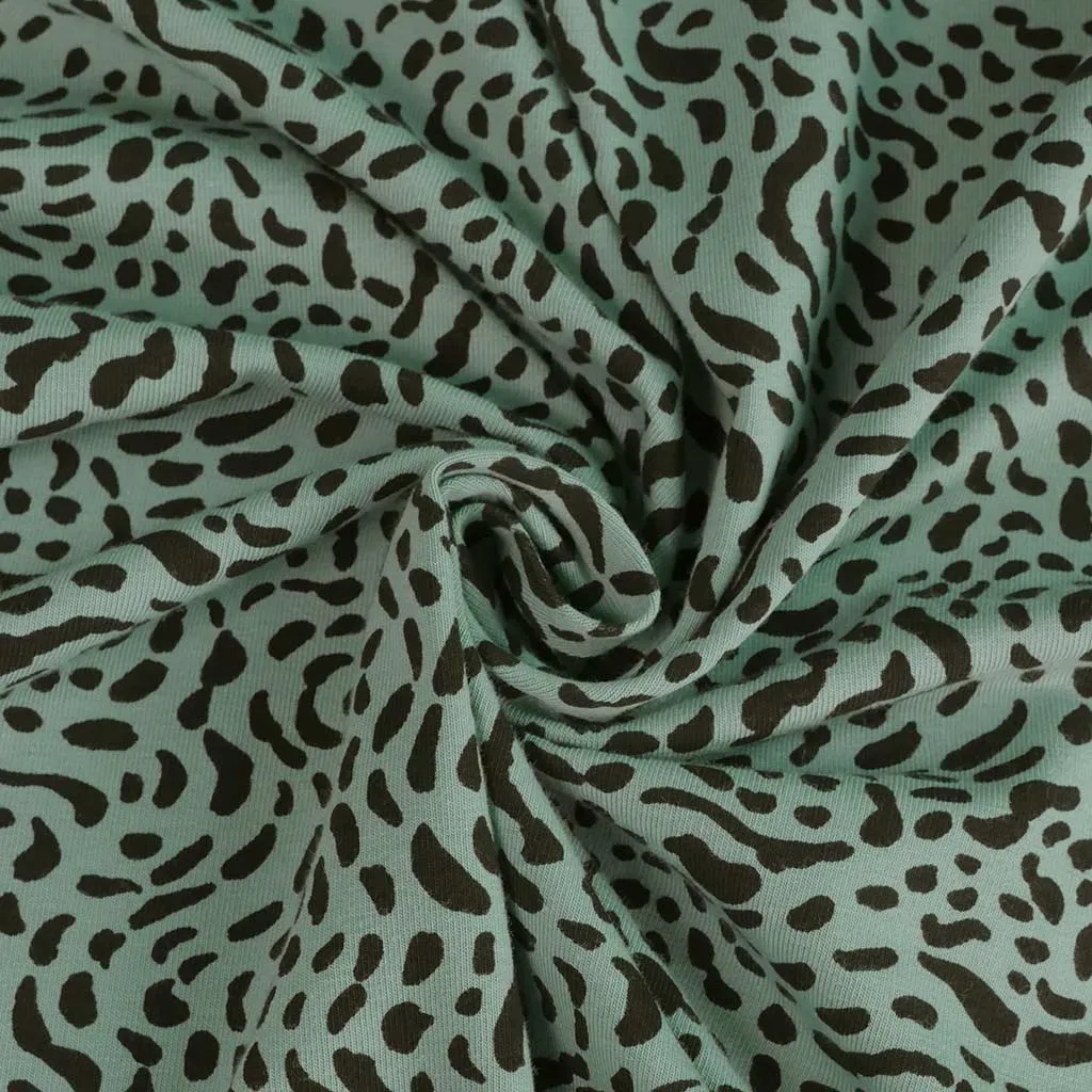 Arizona - Light Turquoise Dots, Single Jersey Organic Cotton Elastane Fabric Sample