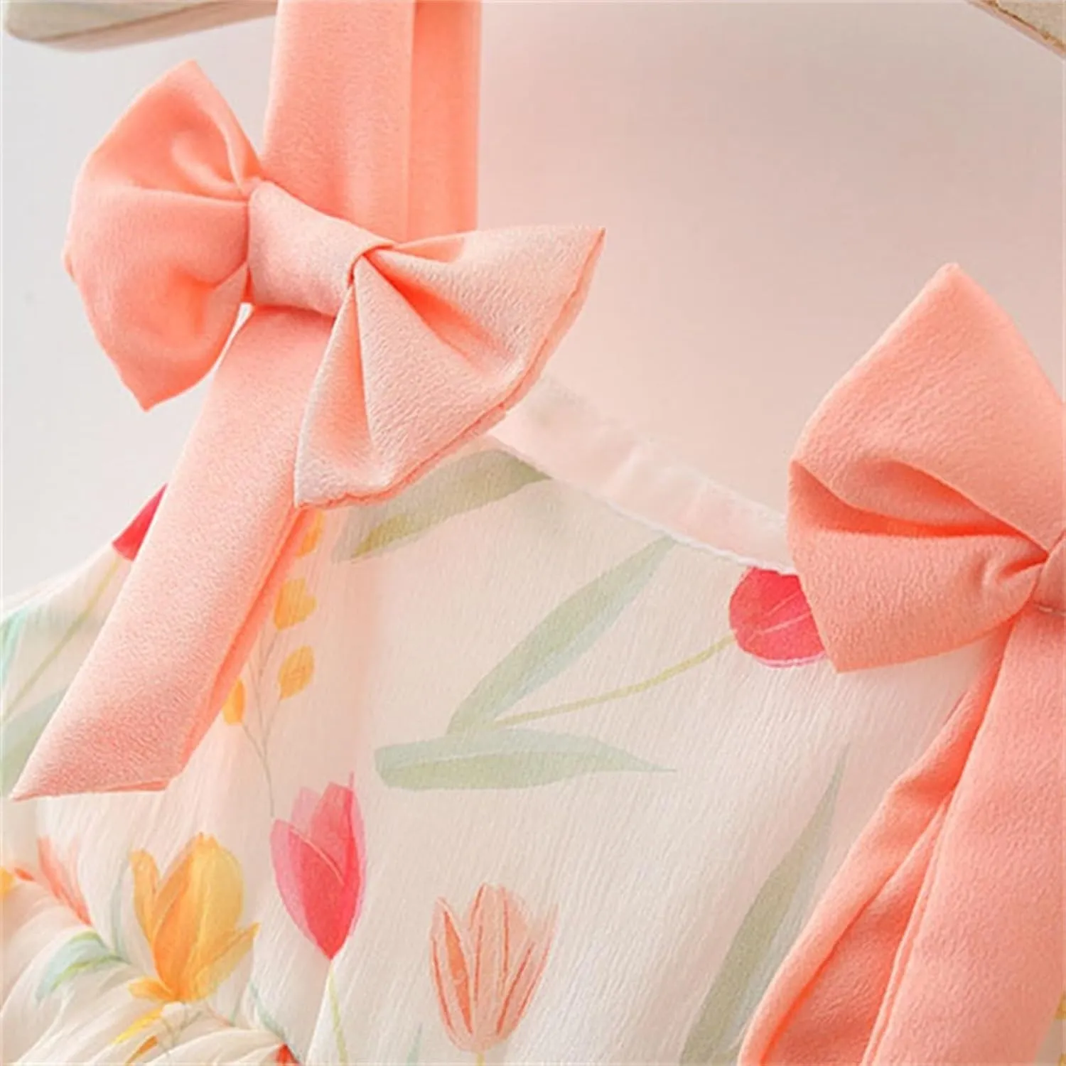 Baby Girls Floral Print Mini Dress Baby Summer Sleeveless Backless Dresses Ruffle Tulle Bowknot Sundress with Hat UC36