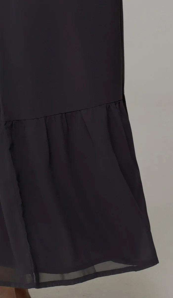 Batool Modest Chiffon Long Maxi Dress - Black