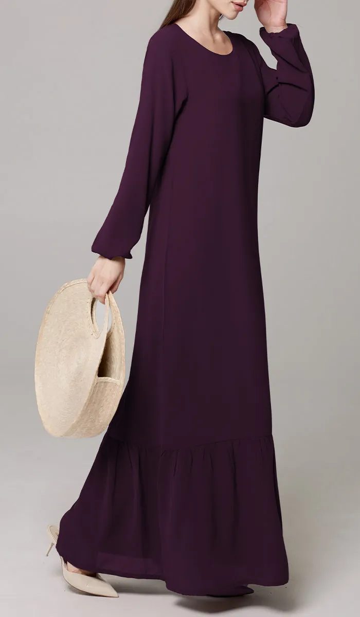 Batool Modest Chiffon Long Maxi Dress - Mulberry  - PREORDER (ships in 2 weeks)