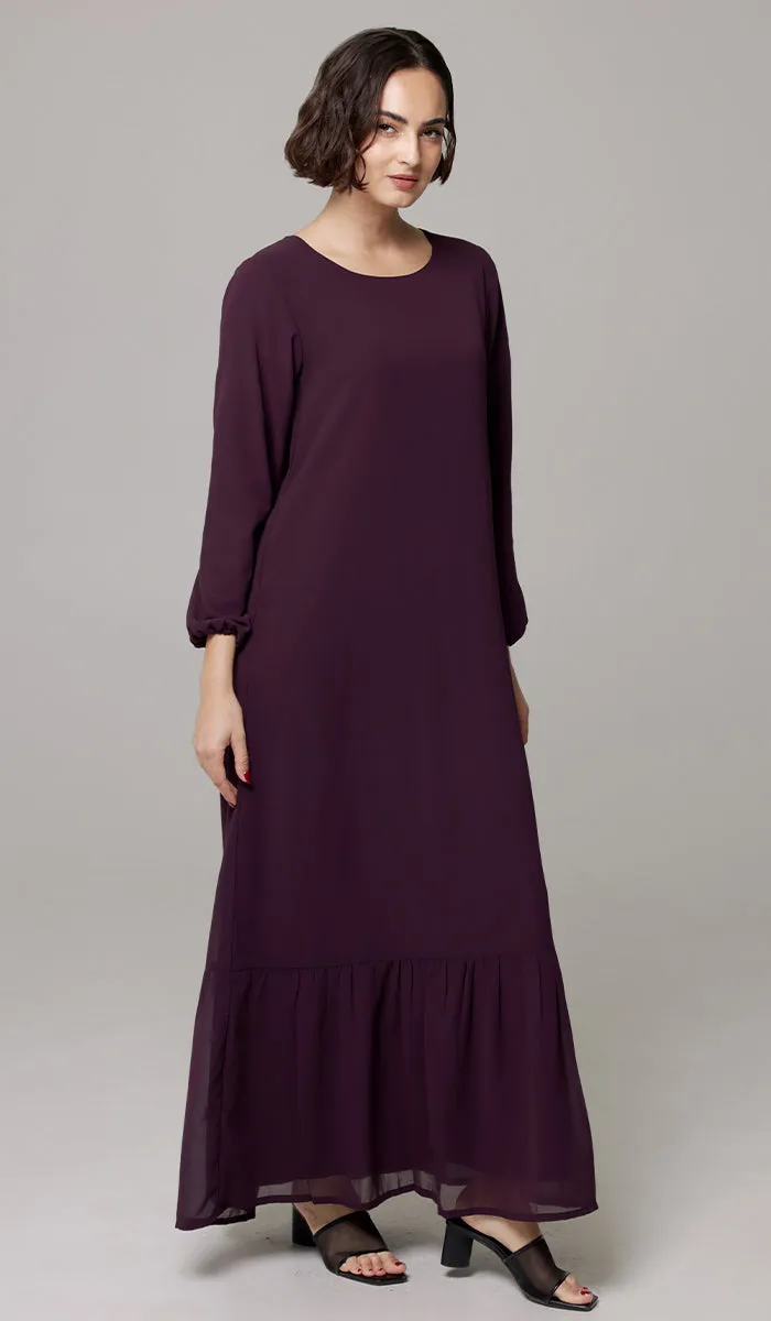 Batool Modest Chiffon Long Maxi Dress - Mulberry  - PREORDER (ships in 2 weeks)