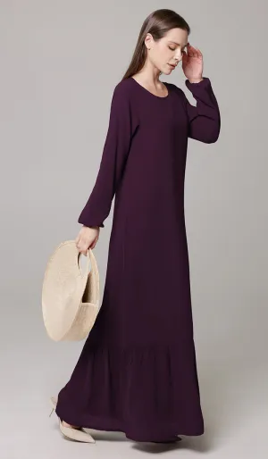 Batool Modest Chiffon Long Maxi Dress - Mulberry