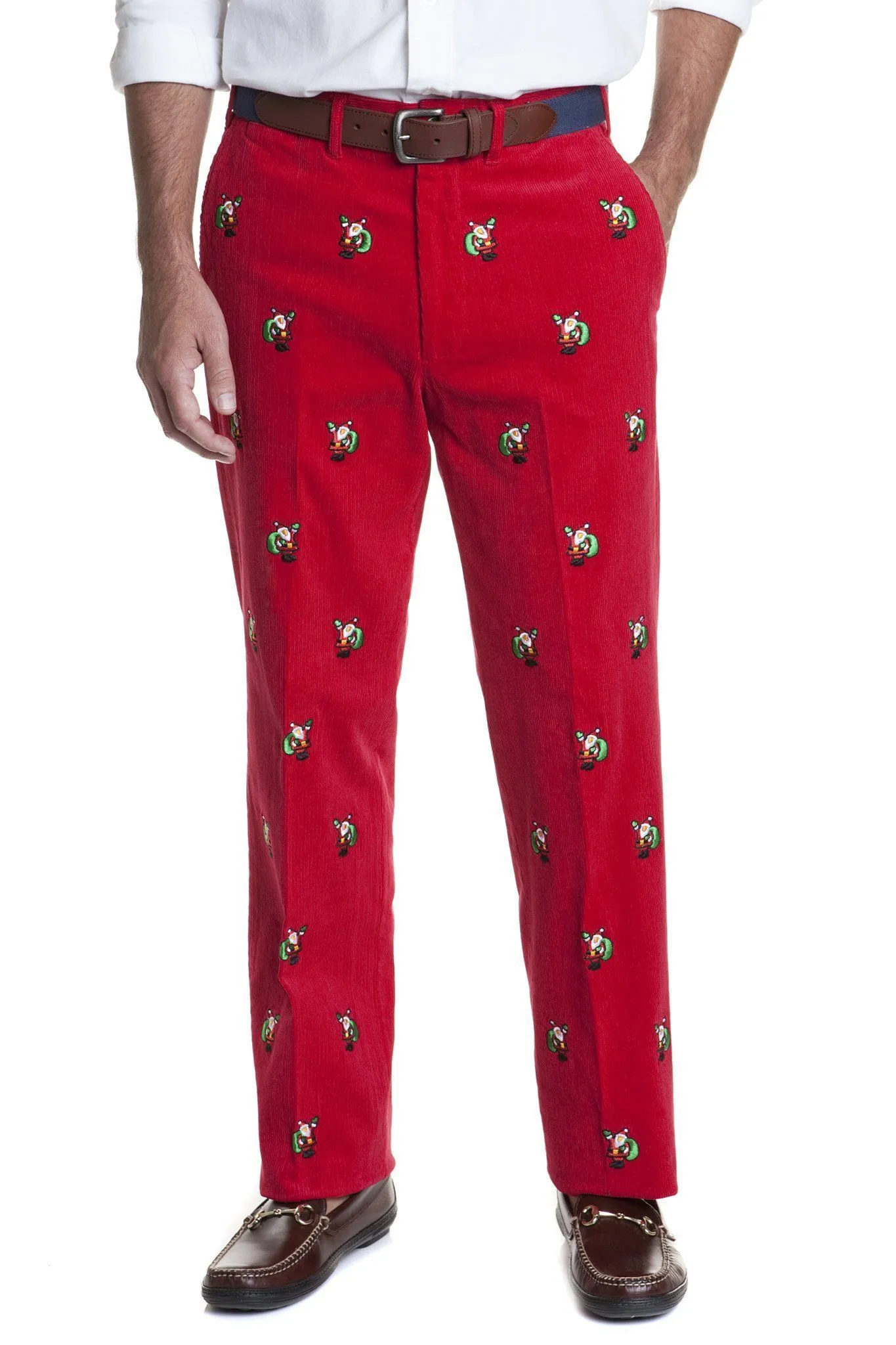 Beachcomber Corduroy Pant Crimson with Santa