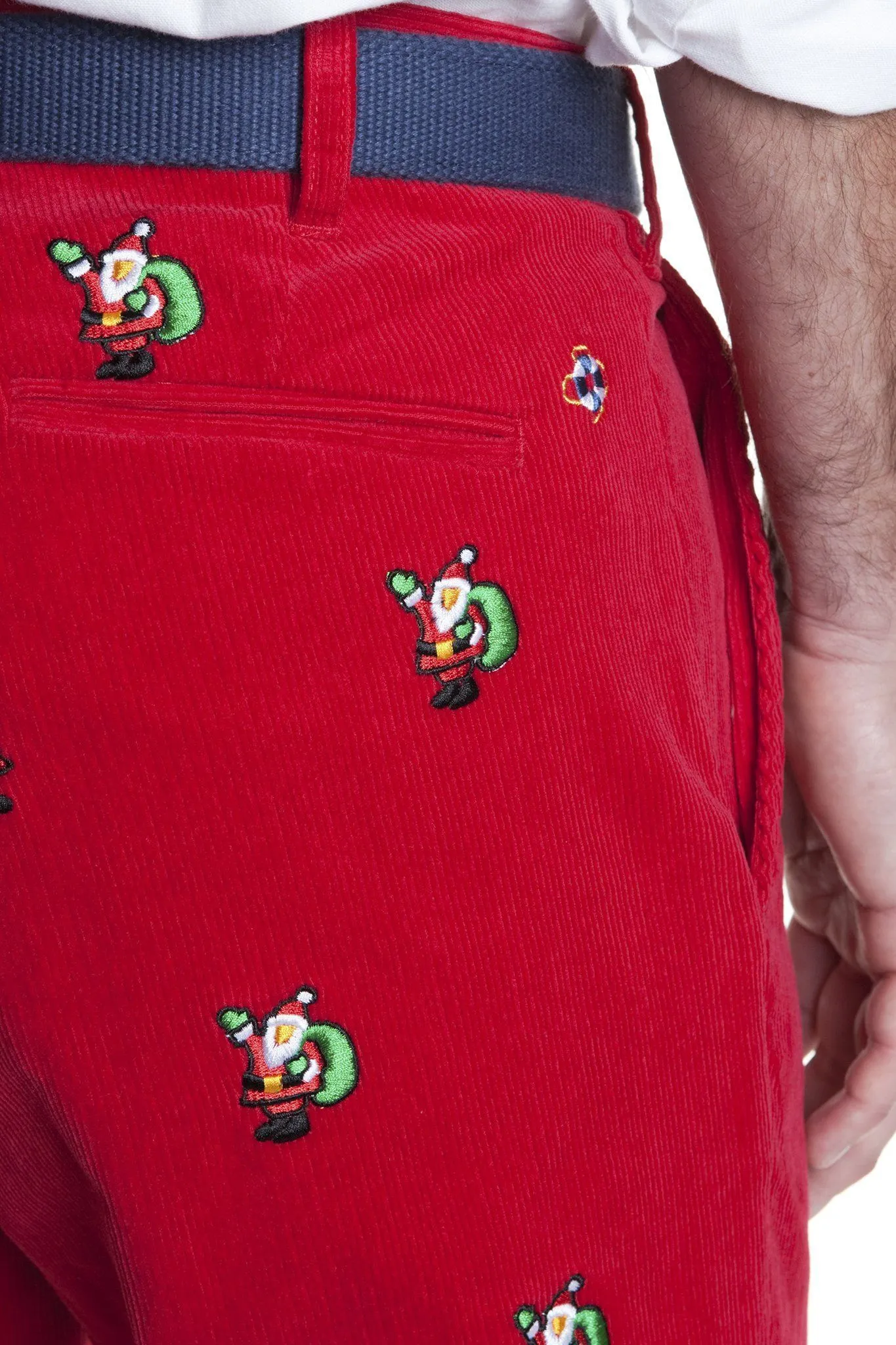 Beachcomber Corduroy Pant Crimson with Santa