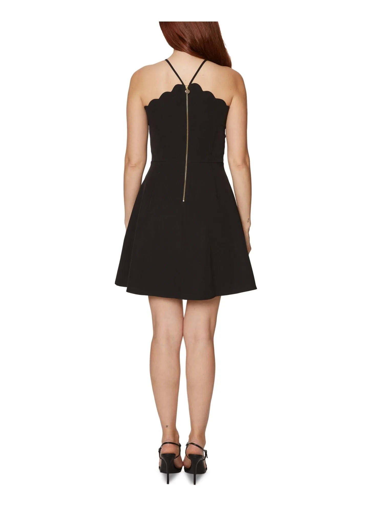 BETSEY JOHNSON Womens Embellished Spaghetti Strap Square Neck Short Party Fit   Flare Dress