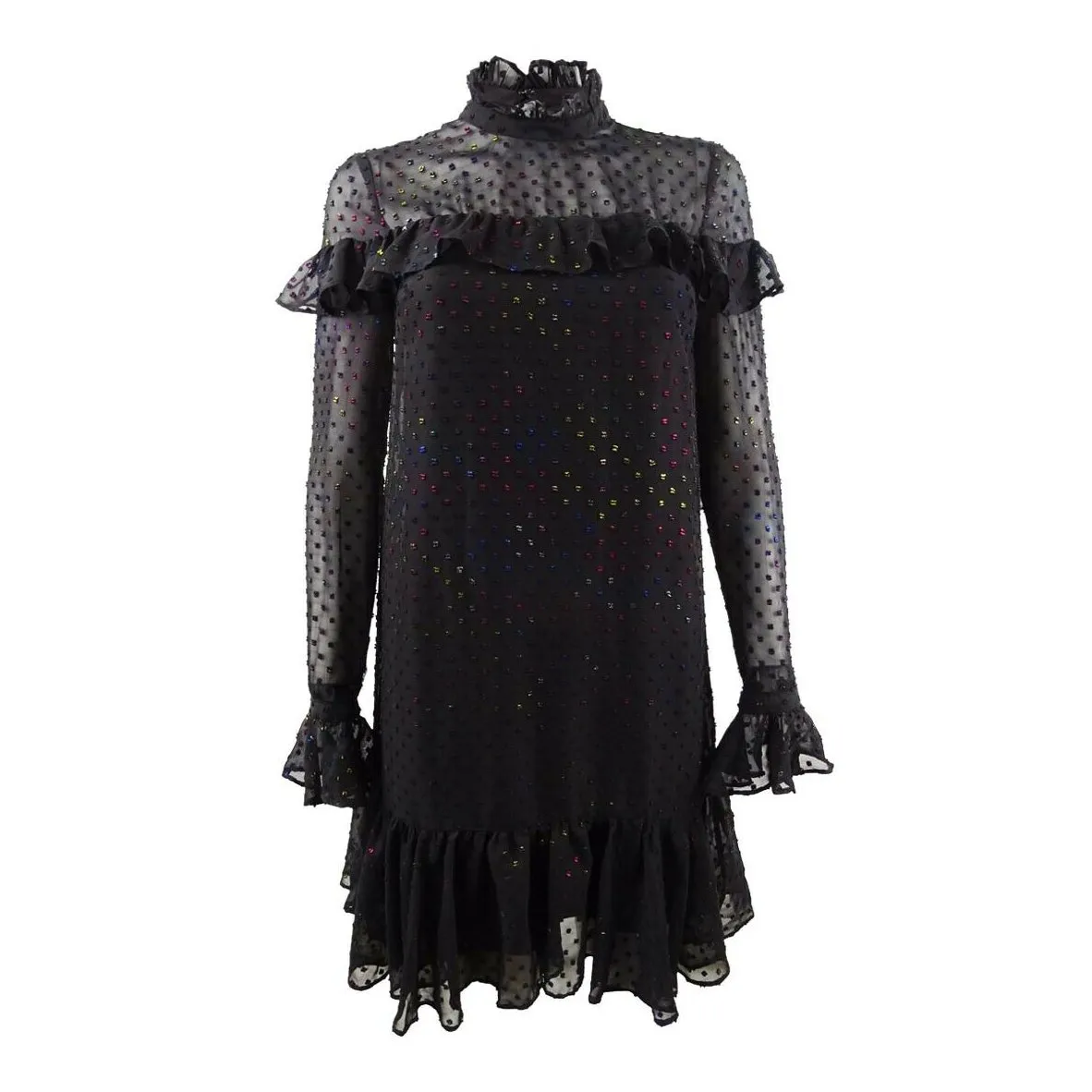 Betsey Johnson Womens Glitter Ruffled Mini Dress, Size 10