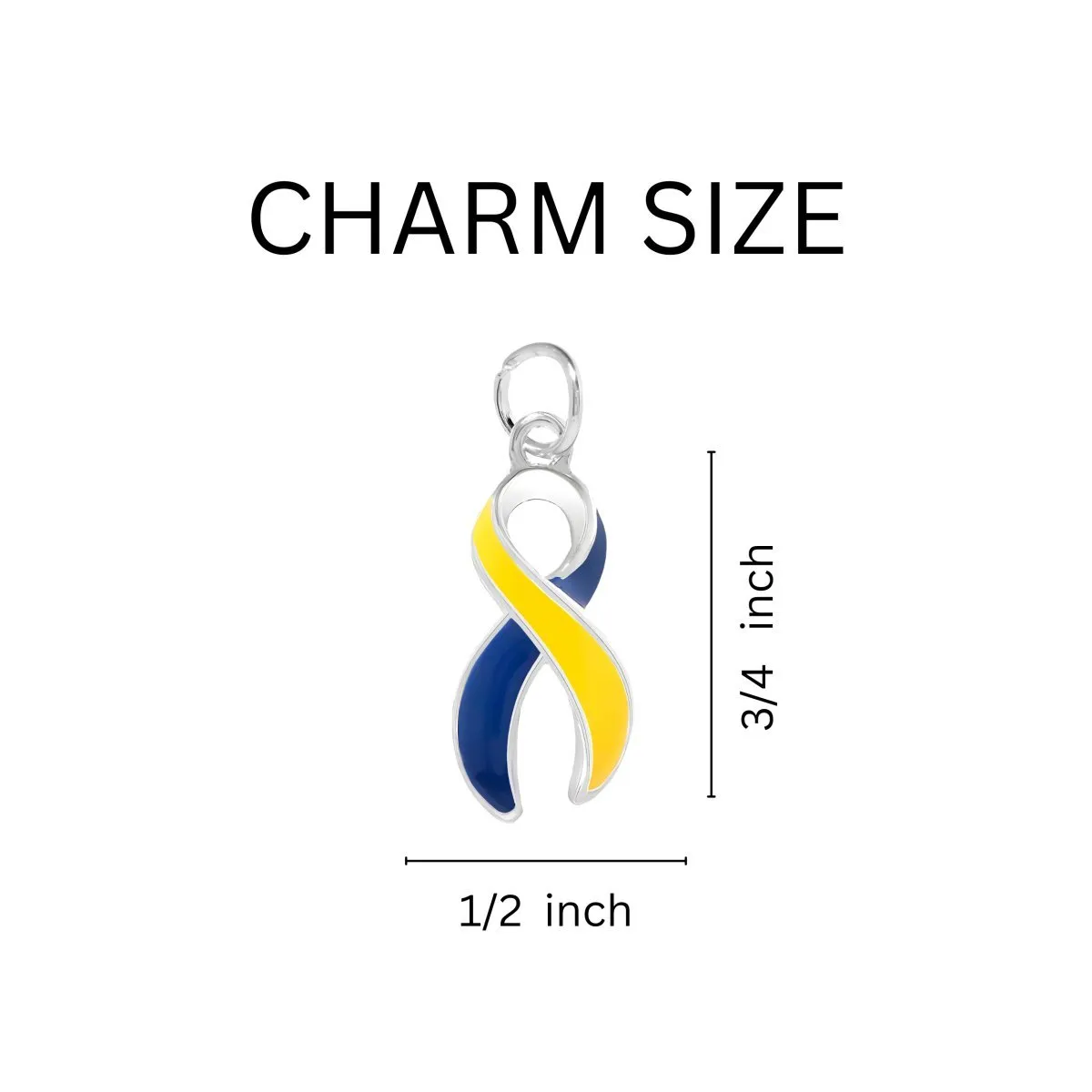 Big Heart Blue & Yellow Ribbon Key Chains