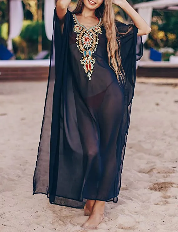 Black Kaftan Boho Dress