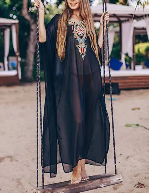 Black Kaftan Boho Dress