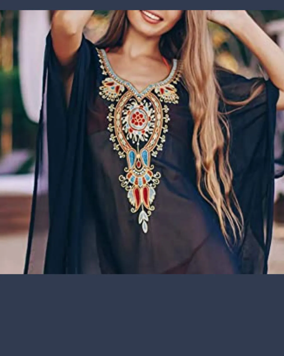Black Kaftan Boho Dress