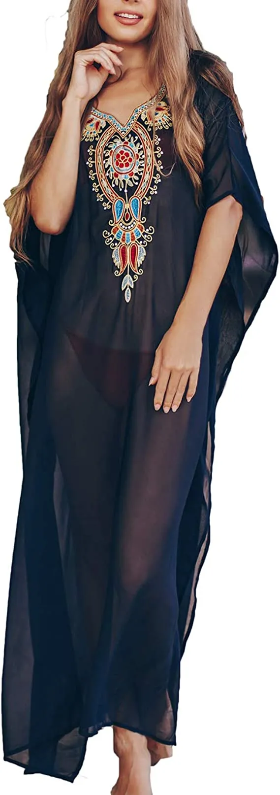 Black Kaftan Boho Dress