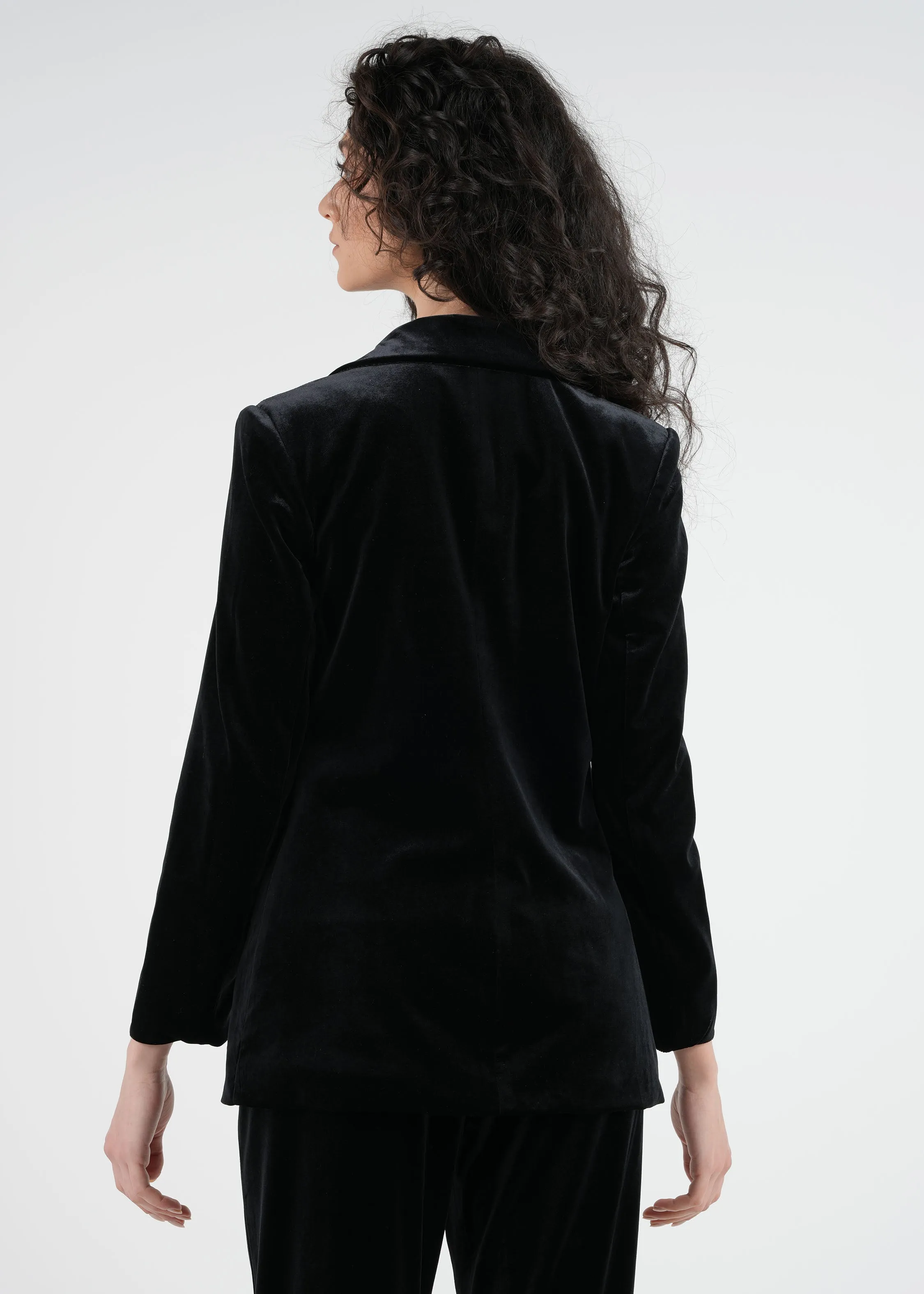 Black Velvet Blazer with Satin Lapels