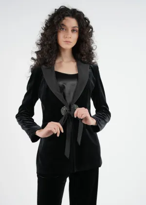 Black Velvet Blazer with Satin Lapels