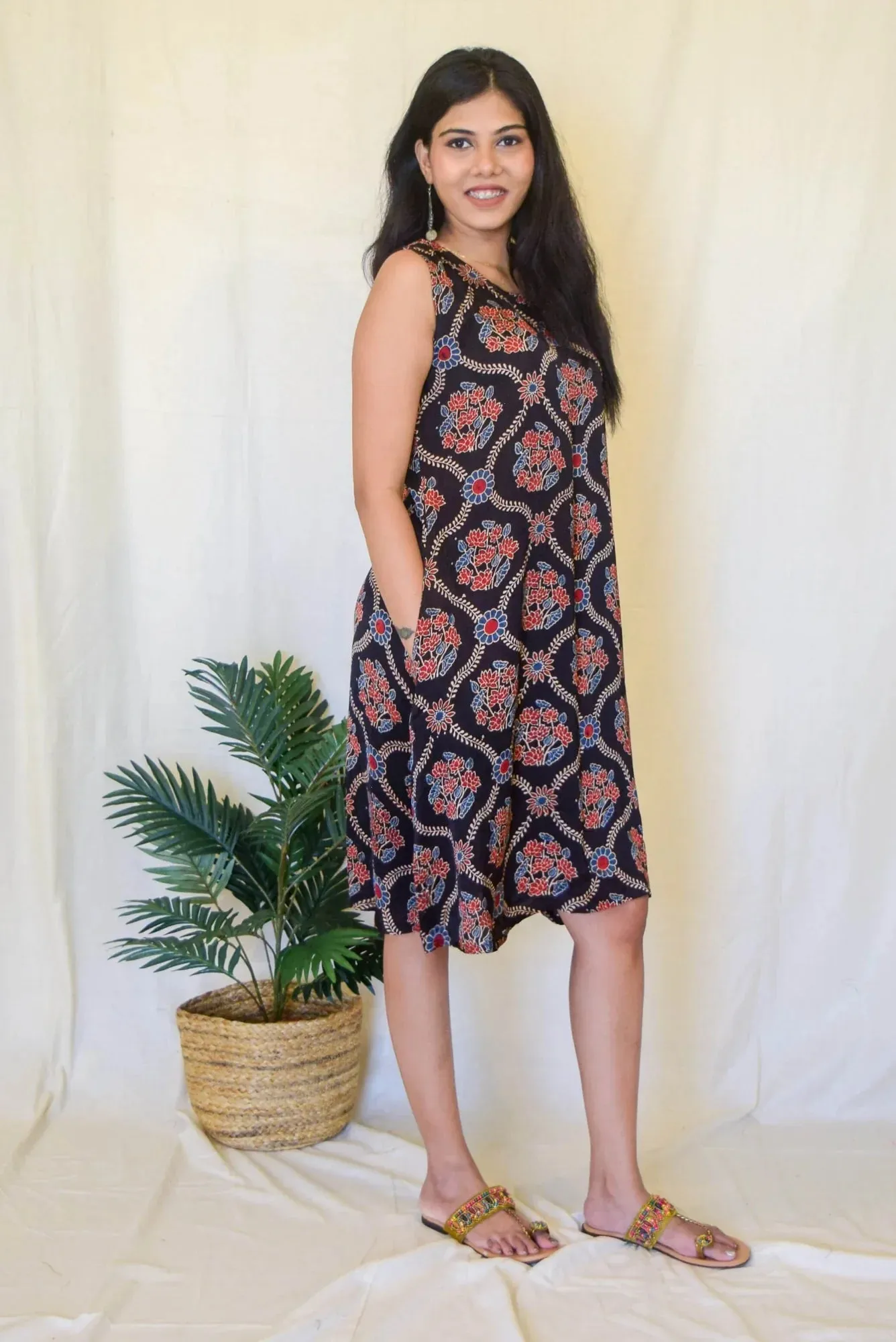Block Print Midi Dress