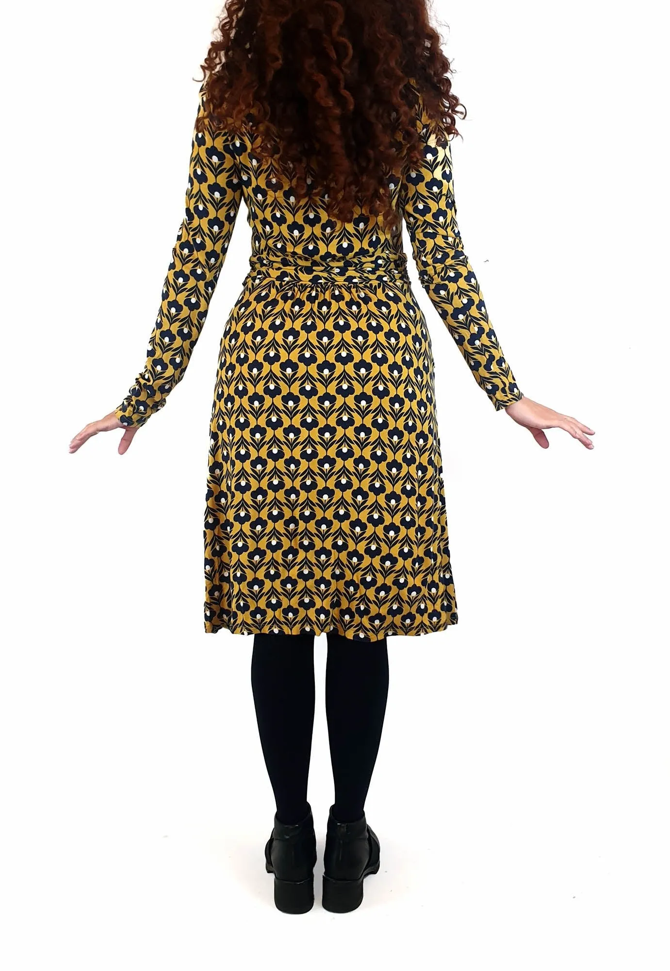 Boden blue and yellow flower print long sleeve dress size UK 10