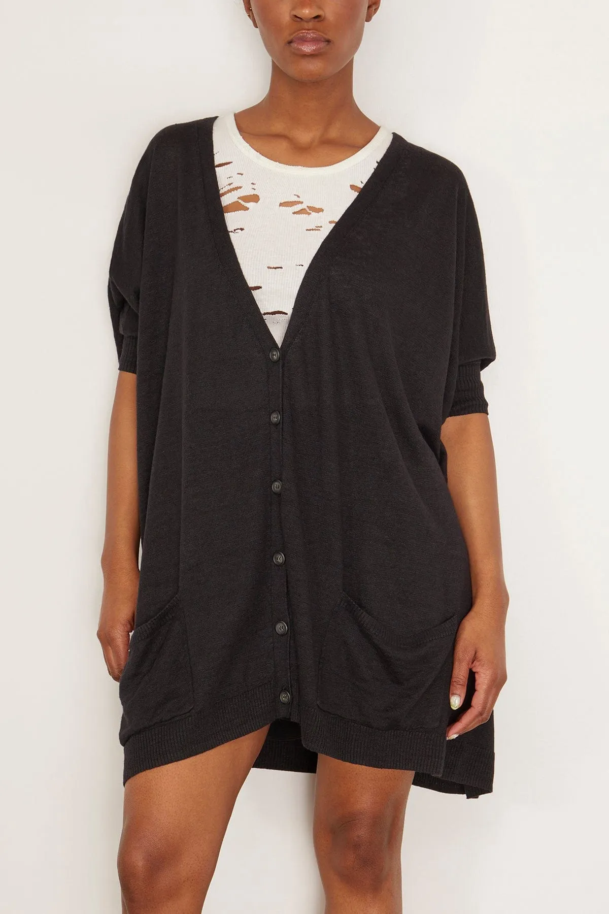 Boxy Cardigan Dress in Black