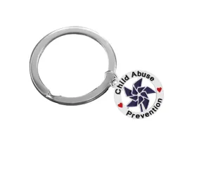 Child Abuse Prevention Blue Pinwheel Charm Split Style Key Chains