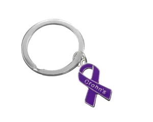 Crohn's Disease Awareness Ribbon Split Style Keychains