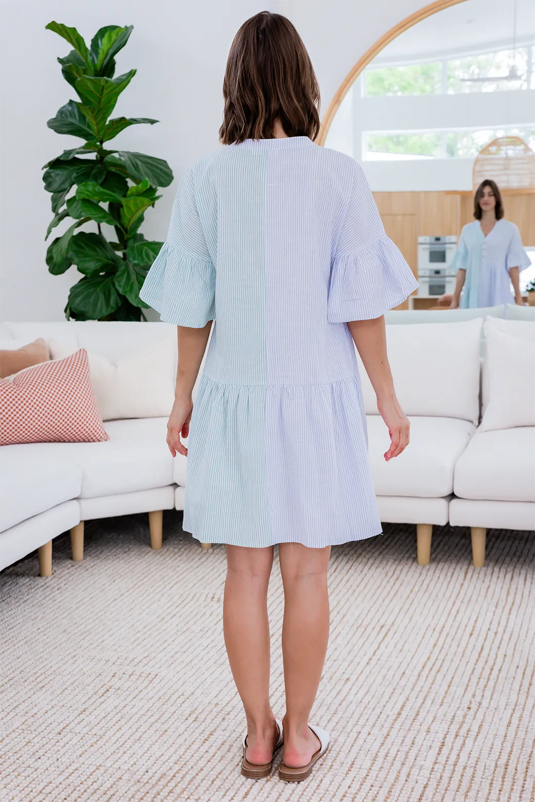 Daniela Dress Purple/Mint Stripe