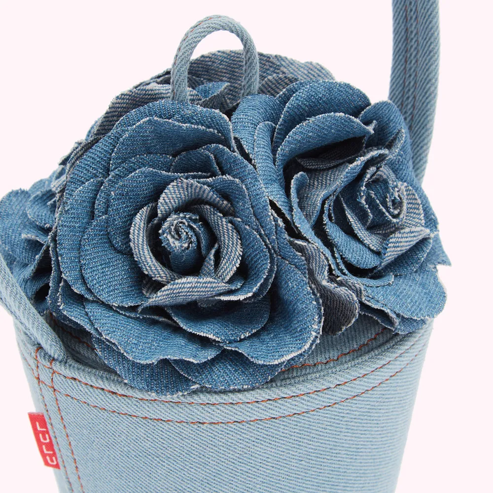 DENIM ROSE BASKET BAG