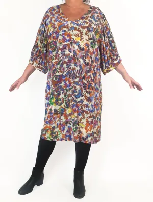 Elk purple-based unique print dress size 18