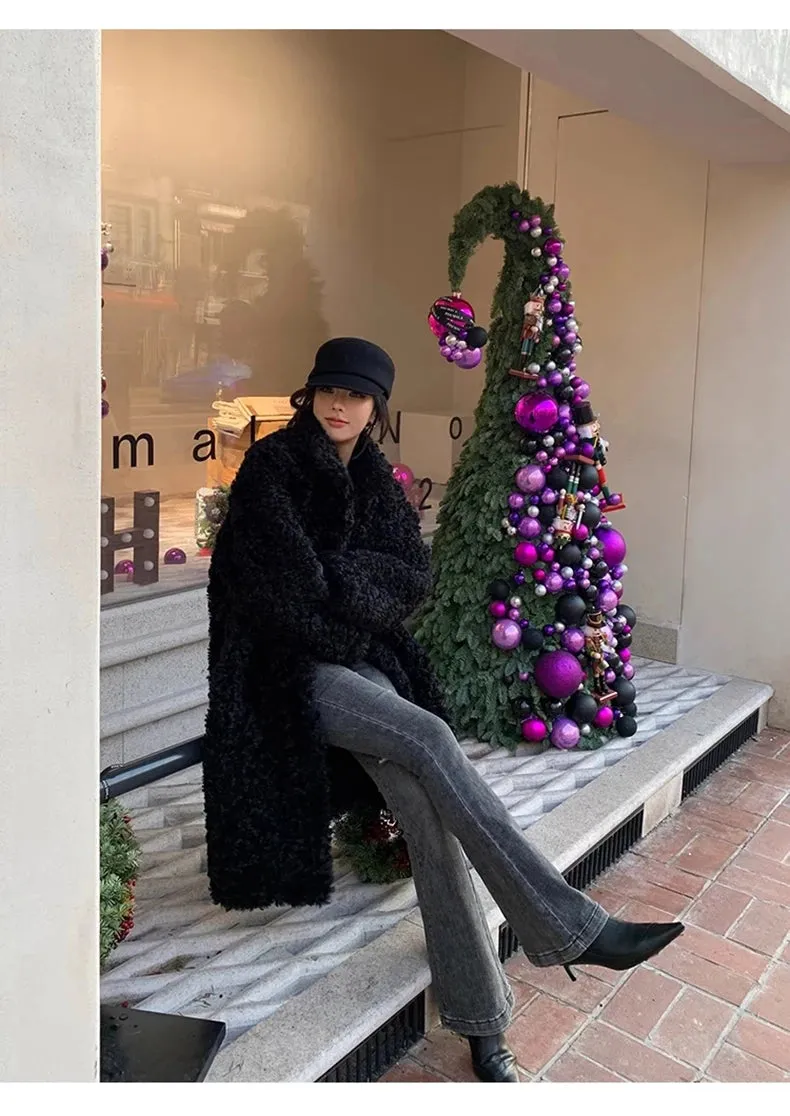 Faux Fuzzy Fur Long Coat