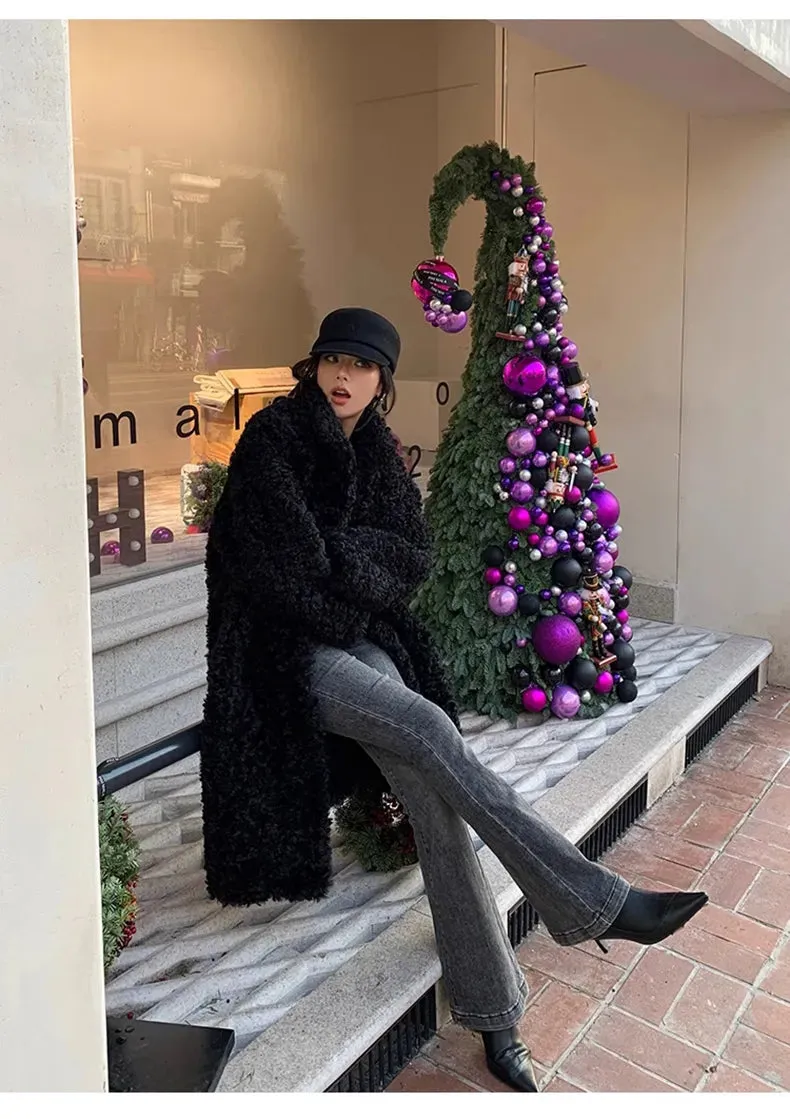 Faux Fuzzy Fur Long Coat