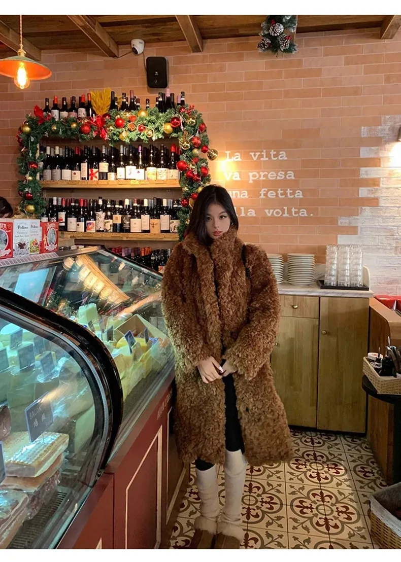 Faux Fuzzy Fur Long Coat