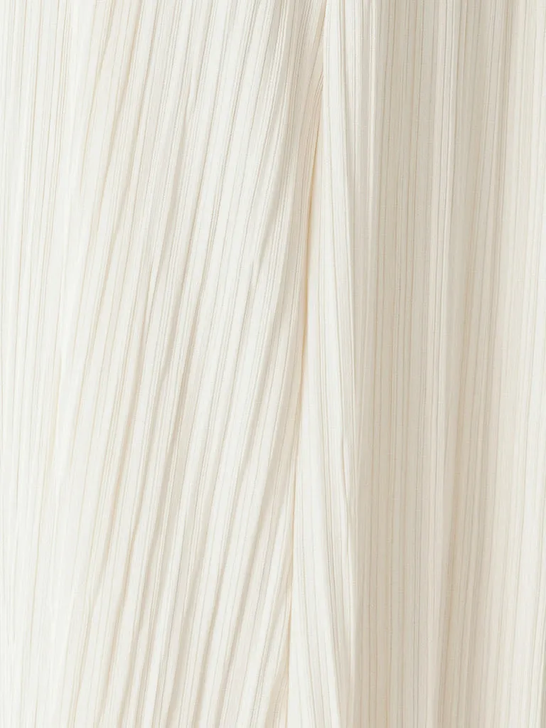 Fine Pleated Cami Maxi Dress in White