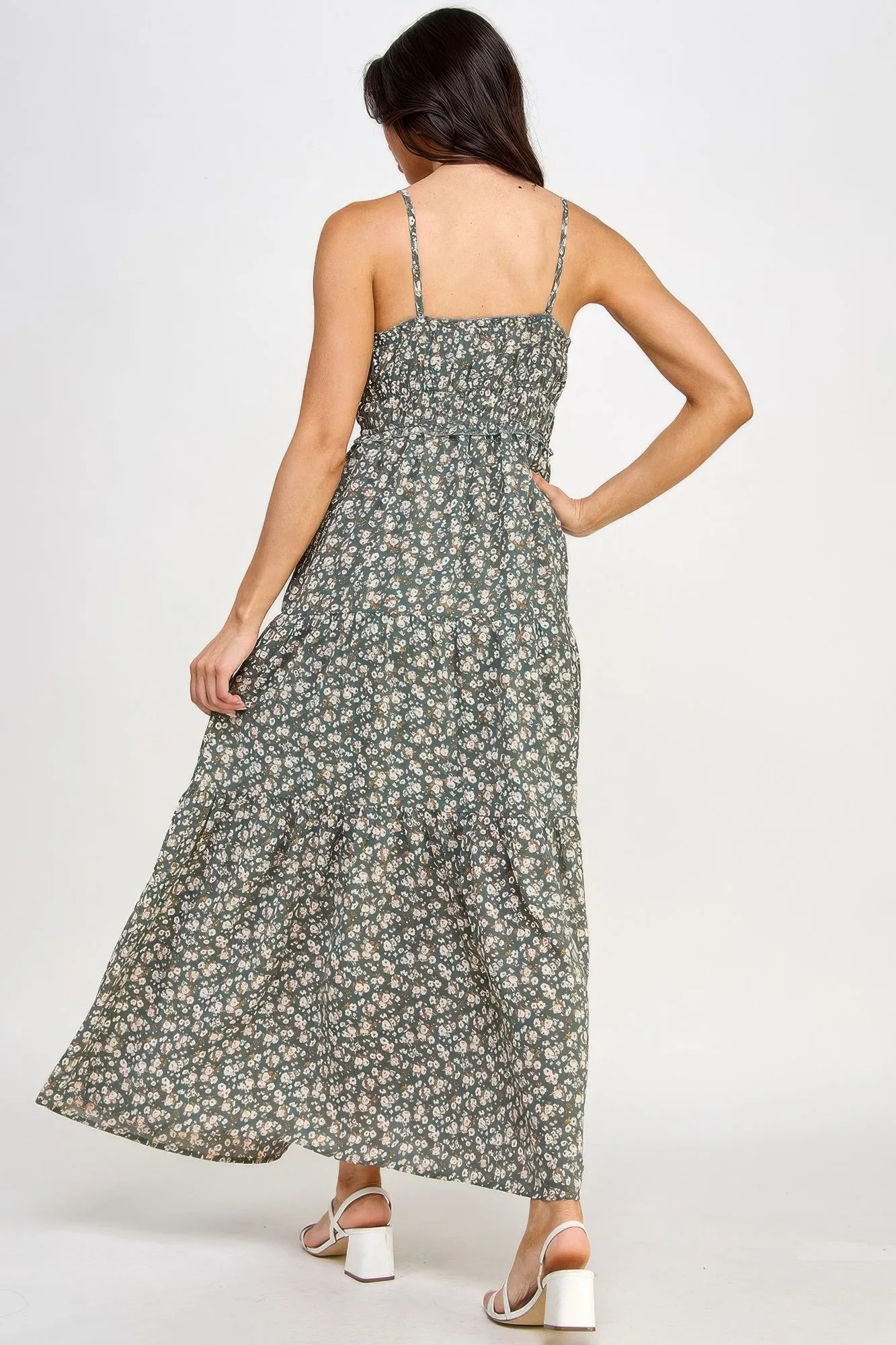 Floral Smocked Ruffle Maxi Dress