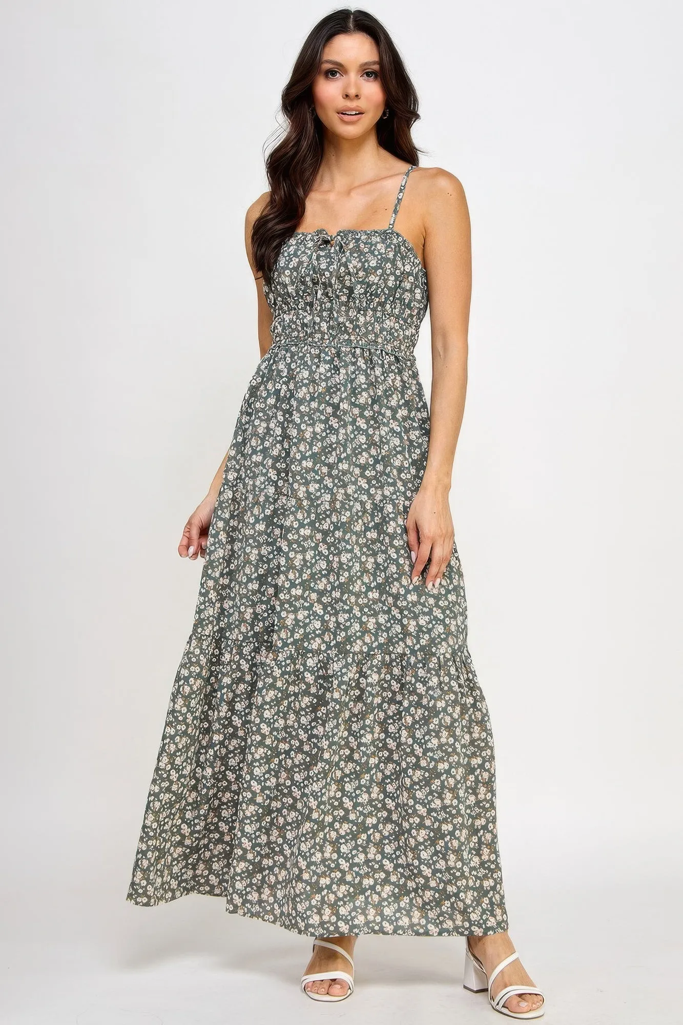 Floral Smocked Ruffle Maxi Dress