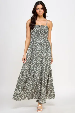 Floral Smocked Ruffle Maxi Dress