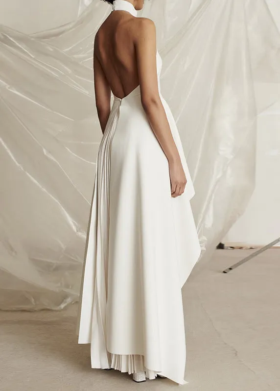 FLYTONN- Elegant Black Turtleneck Asymmetrical Patchwork Maxi Vestidos Dresses Sleeveless ZL083