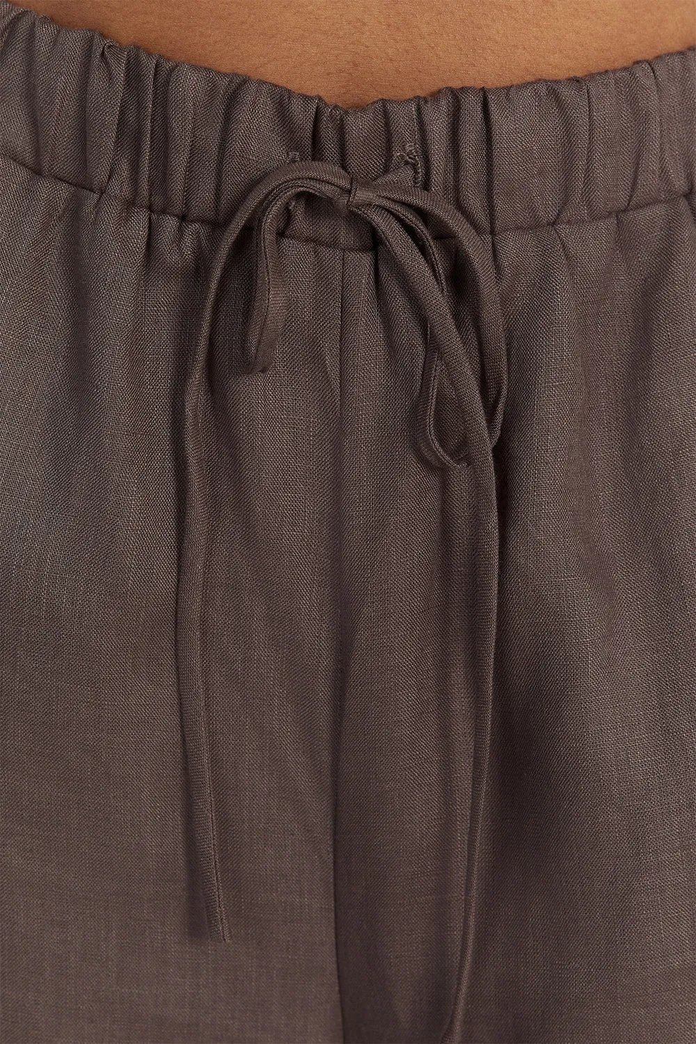 GINA CHOC LINEN ELASTIC WAIST PANT