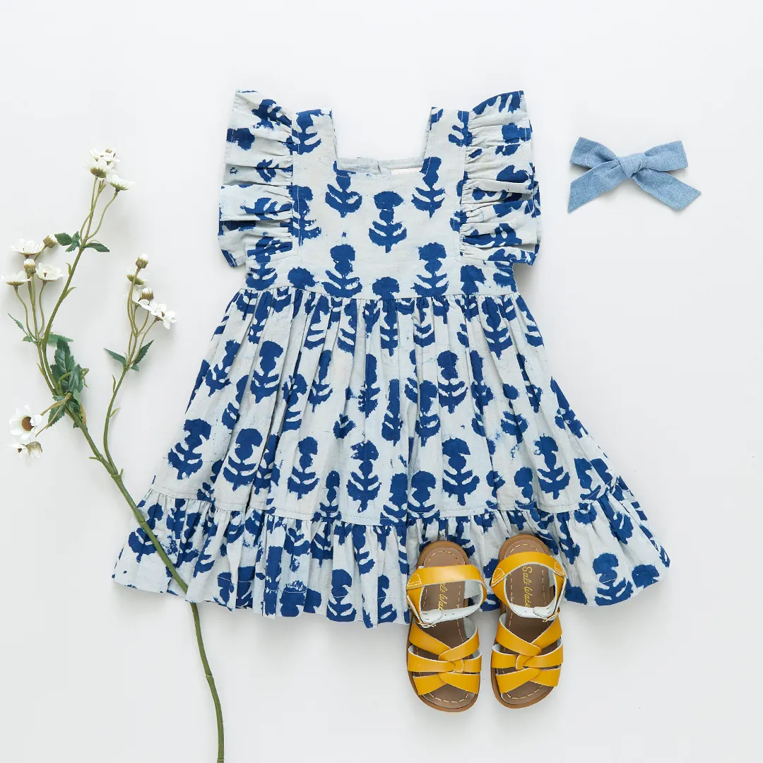 Girls Elsie Dress - Indigo Cornflower