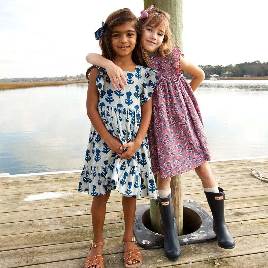 Girls Elsie Dress - Indigo Cornflower