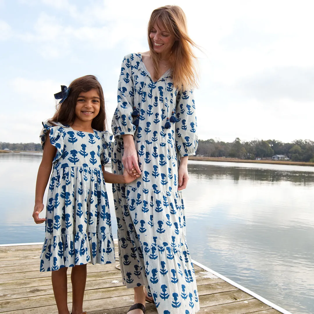 Girls Elsie Dress - Indigo Cornflower