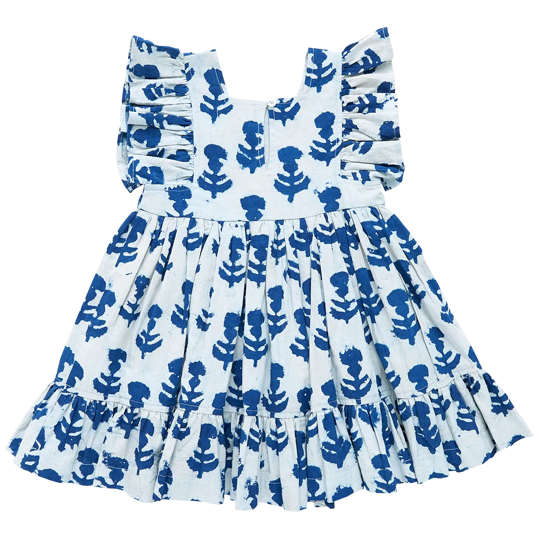 Girls Elsie Dress - Indigo Cornflower
