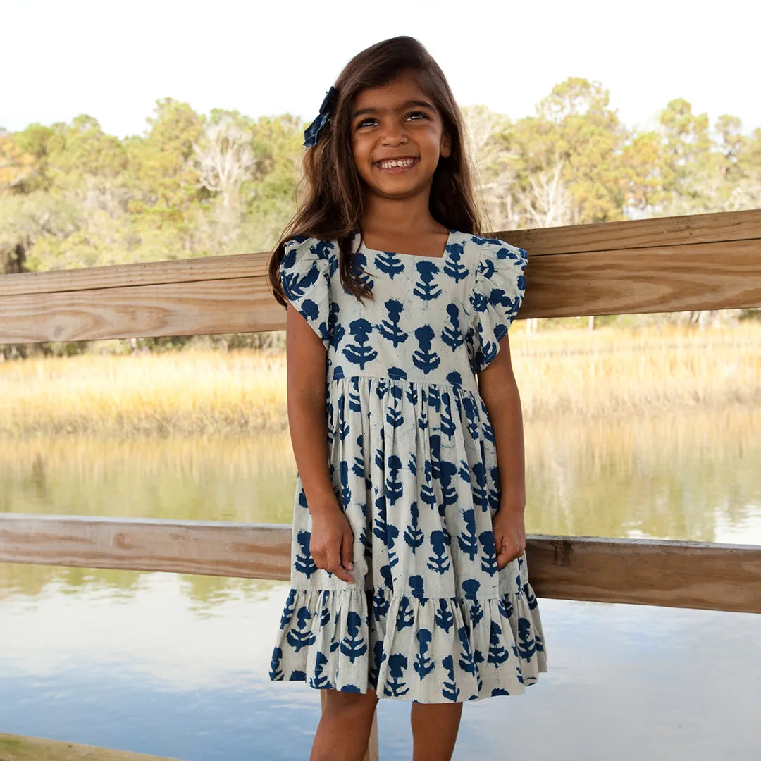 Girls Elsie Dress - Indigo Cornflower