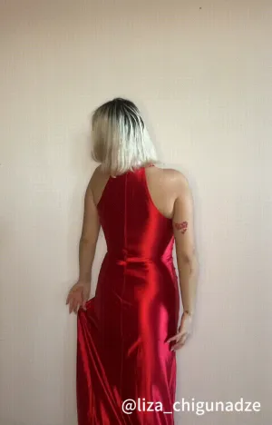 High-Neck Sleeveless Pleated High Split Small Tail Dresses