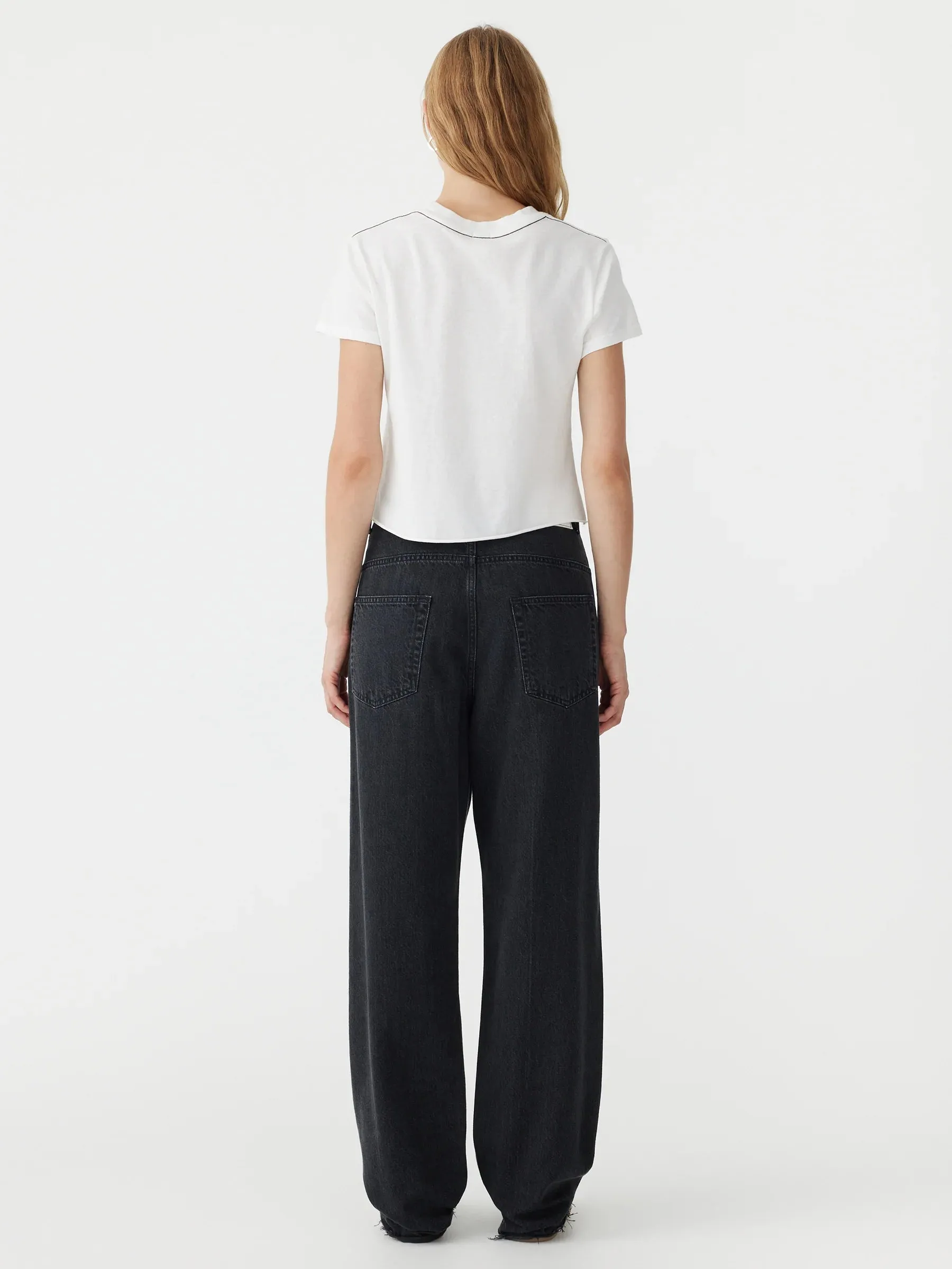 HIGH RISE STRAIGHT LEG JEAN - WASHED BLACK