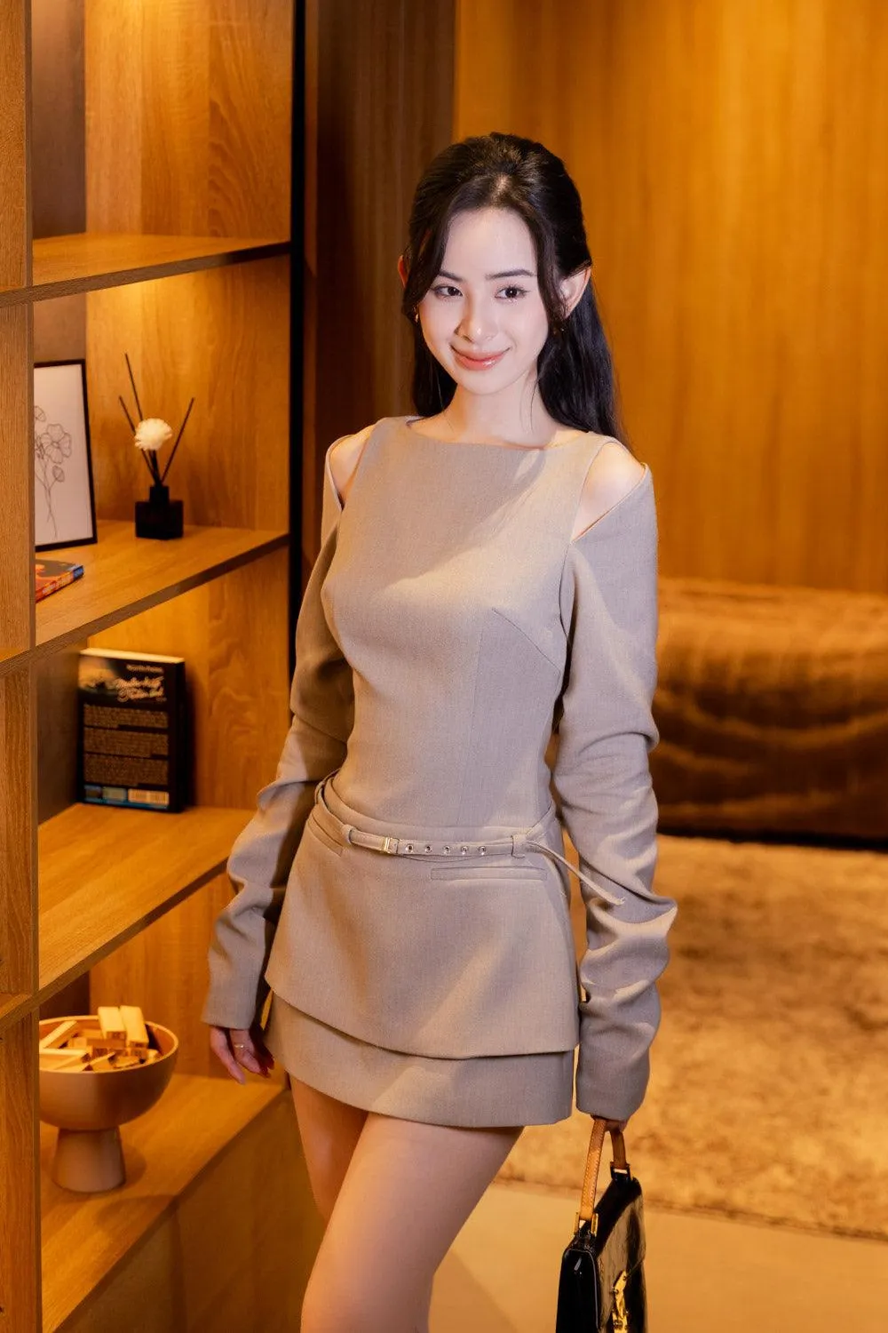 Hollis Layered Cut-Out Burlap Mini Dress