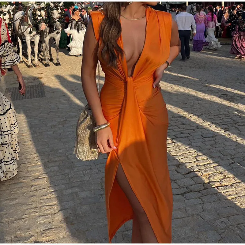 Isabella Party Dress With Deep Neckline